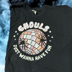 Black Graphic Goth Halloween Short Sleeve Shirt